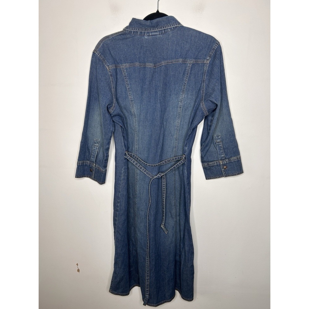 Old Navy Dress Women's Medium Blue Denim Long Sleeve Button Up Collared Size 12 - Picture 5 of 6